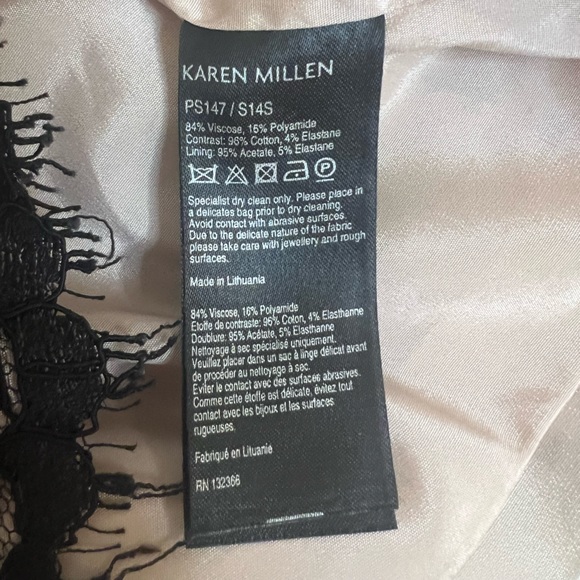 Karen Millen Lace Scalloped Shorts w/ Pockets | Size 2 | Black w/ Nude Underlay - Picture 9 of 9